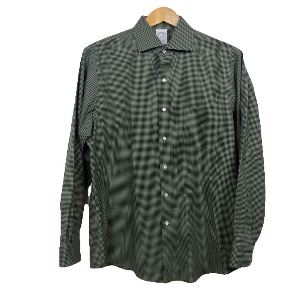 Brooks Brothers Regent Dress Shirt Men’s 16.5-34 Green, Blue Non-Iron Stretch